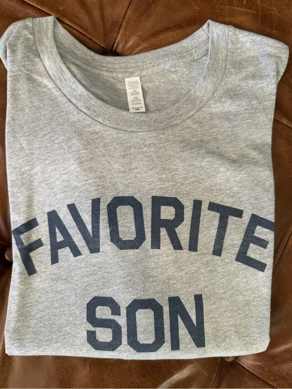 BNWOT Favorite Son tee. 2x. Fantastic for family gatherings and snarky siblings.